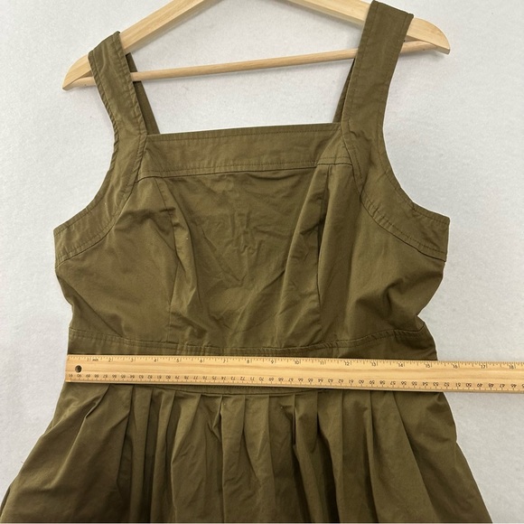 Knox Rose Milkmaid Midi Dress Womens Medium Olive Green Pockets Smocked Fall - Picture 5 of 11